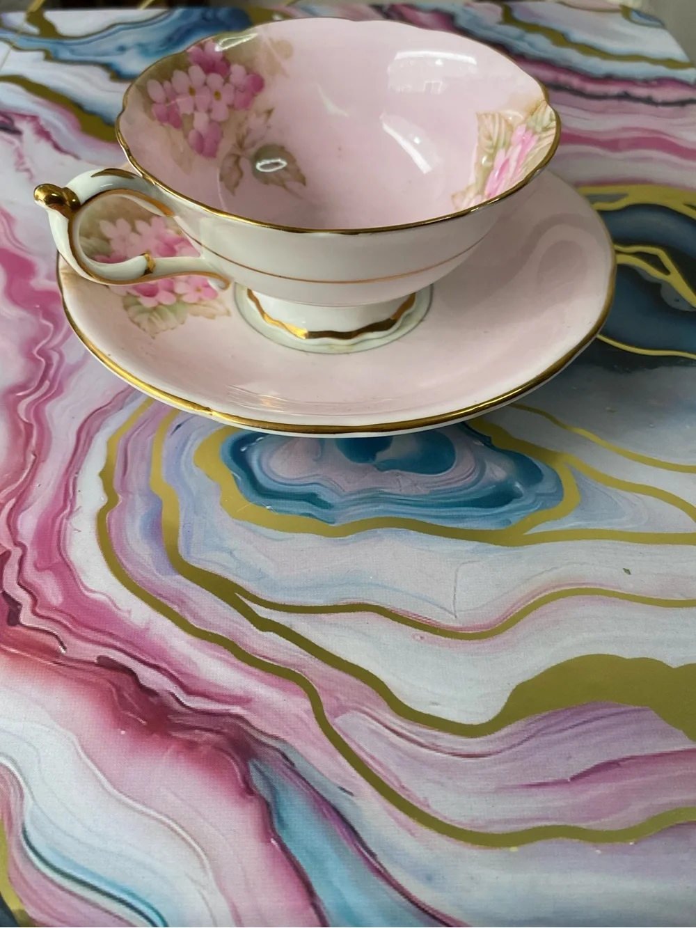 Vintage Paragon Pink Hydrangea Teacup Saucer Fine Bone China Double Warrant